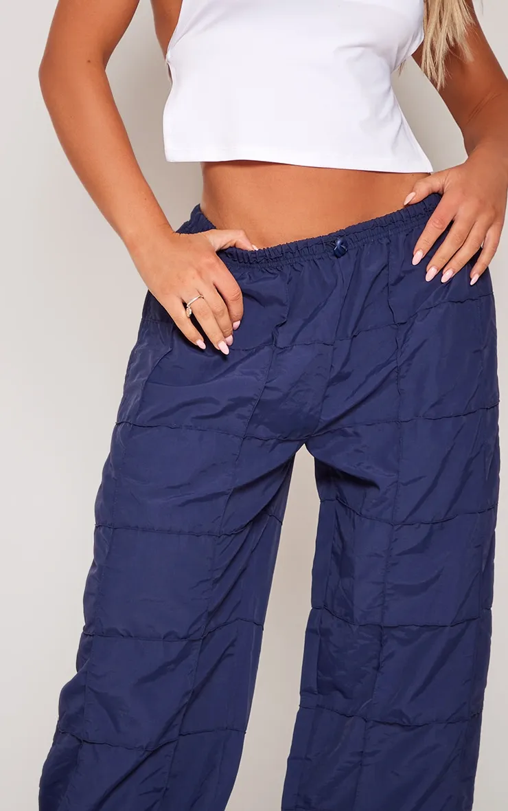 Pantalon de survêtement droit bleu marine à cordons ajustables sur la taille