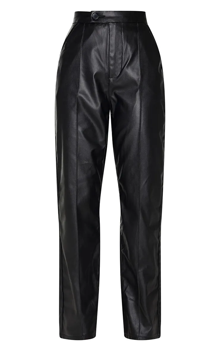 Pantalon droit  noir à détail pinces