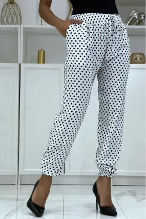 Pantalon fluide blanc à pois A-5