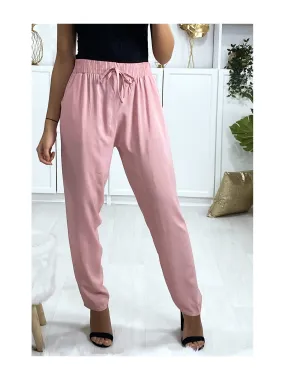 Pantalon rose en coton avec poches