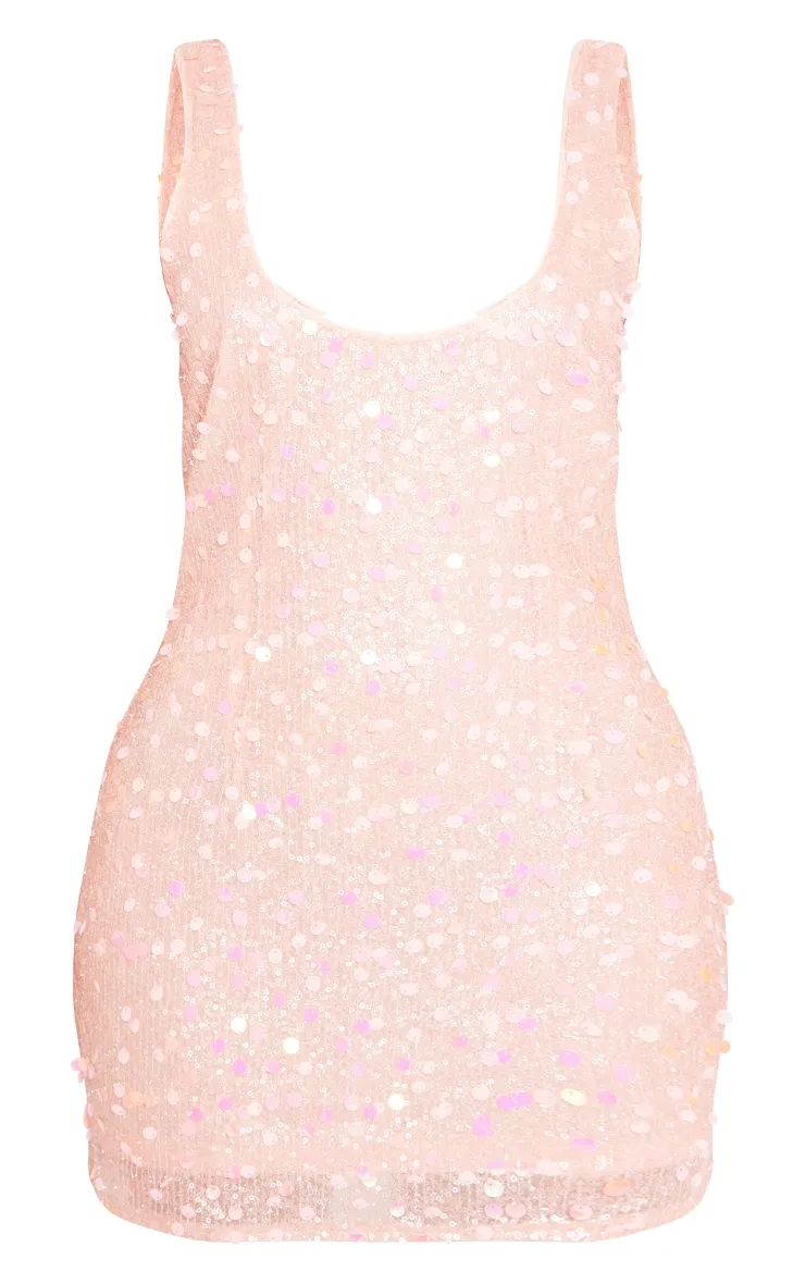 Petite Mini-robe rose tendre à sequins