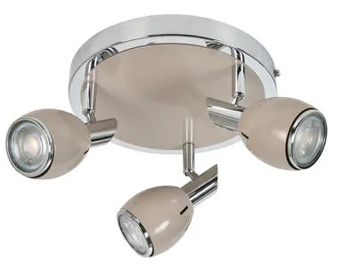 Plafonnier 3 spots design Corep Fifties Beige Métal