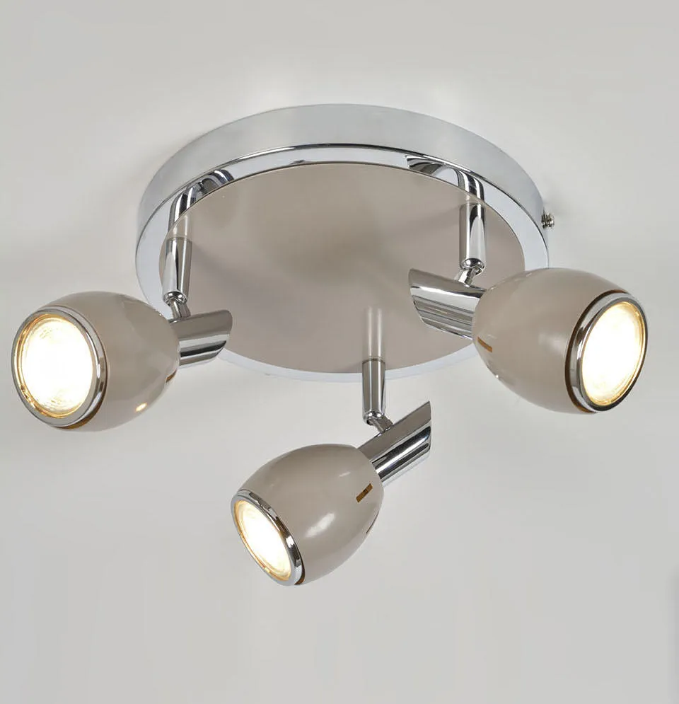 Plafonnier 3 spots design Corep Fifties Beige Métal