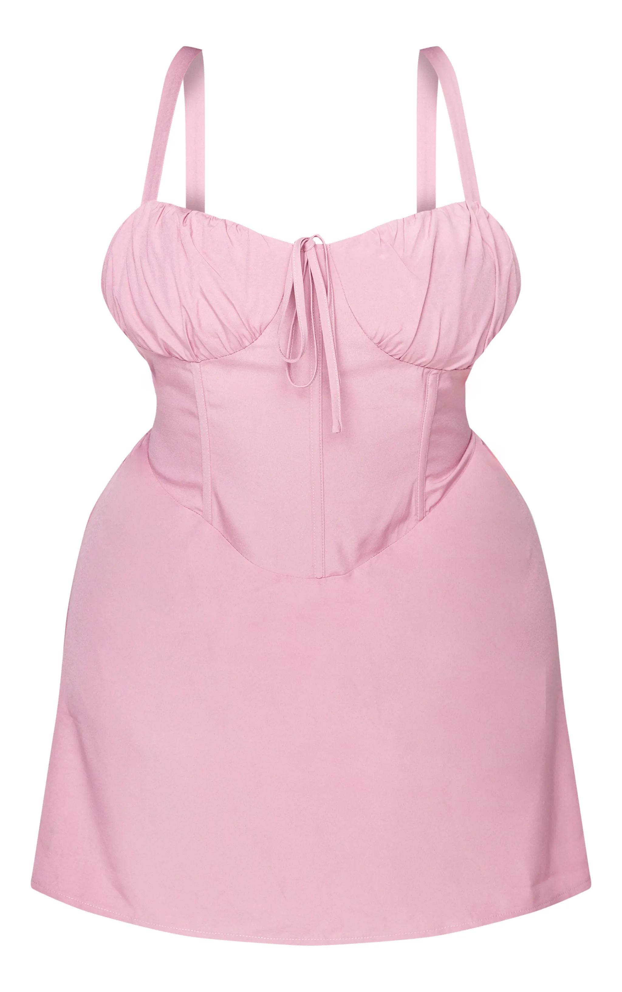 Plus Mini-robe corset mauve nouée devant à liserés