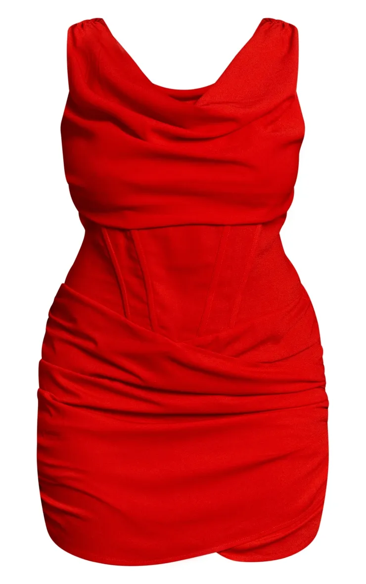 Plus Mini-robe corset rouge à détail drapé