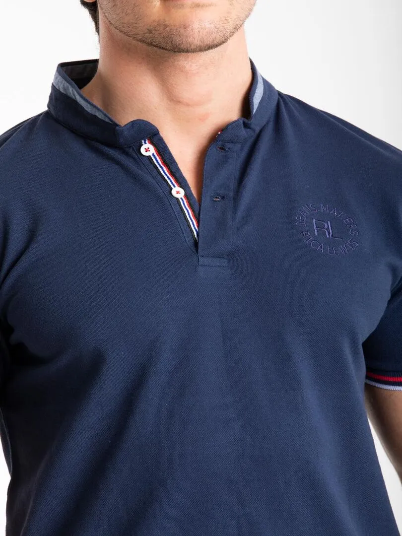 Polo col tunisien coton piqué GERONI 'Rica Lewis' - Bleu