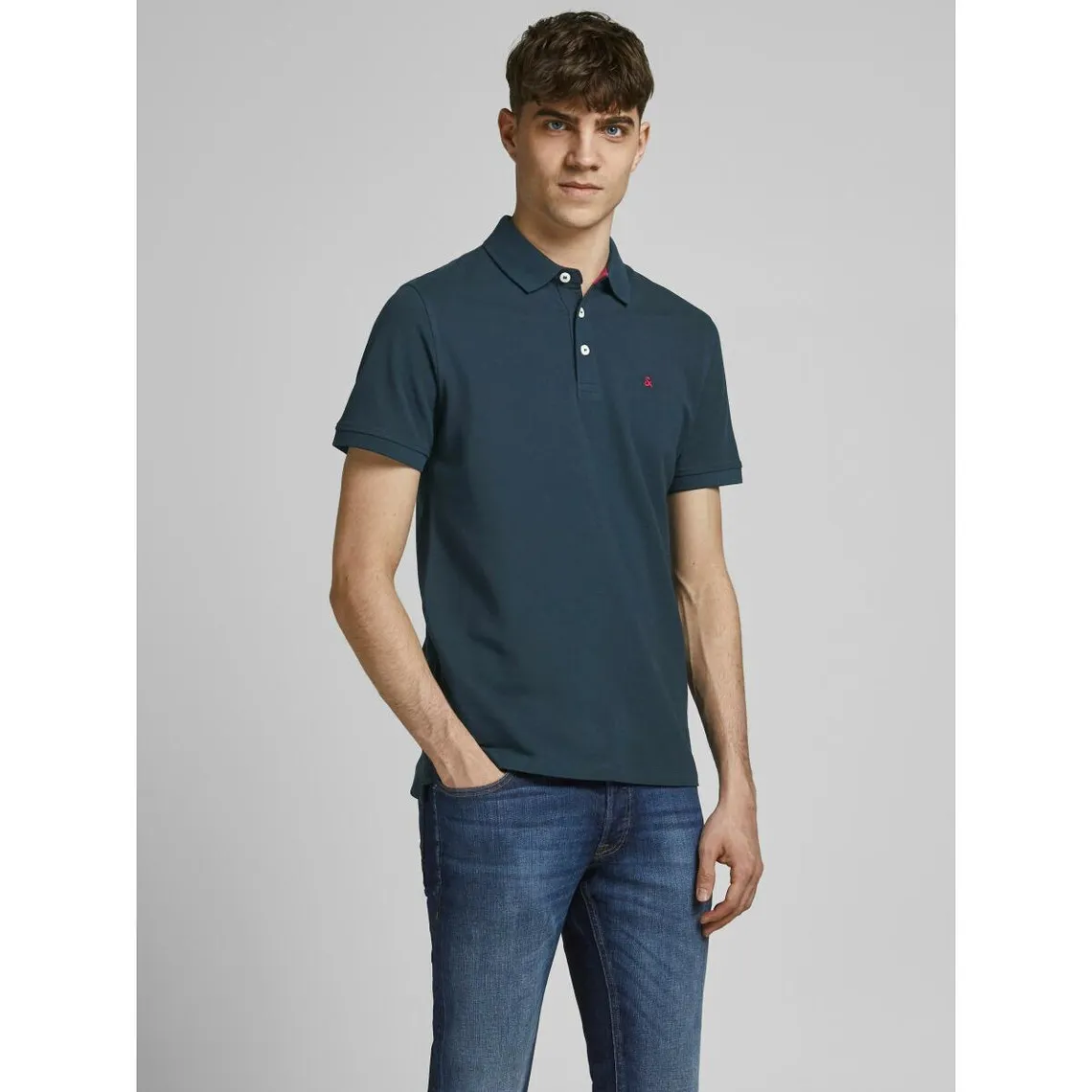 Polo Slim Fit Polo Manches courtes Bleu Marine en coton Carl Jack & Jones - Maillot de corps Homme sur MenCorner