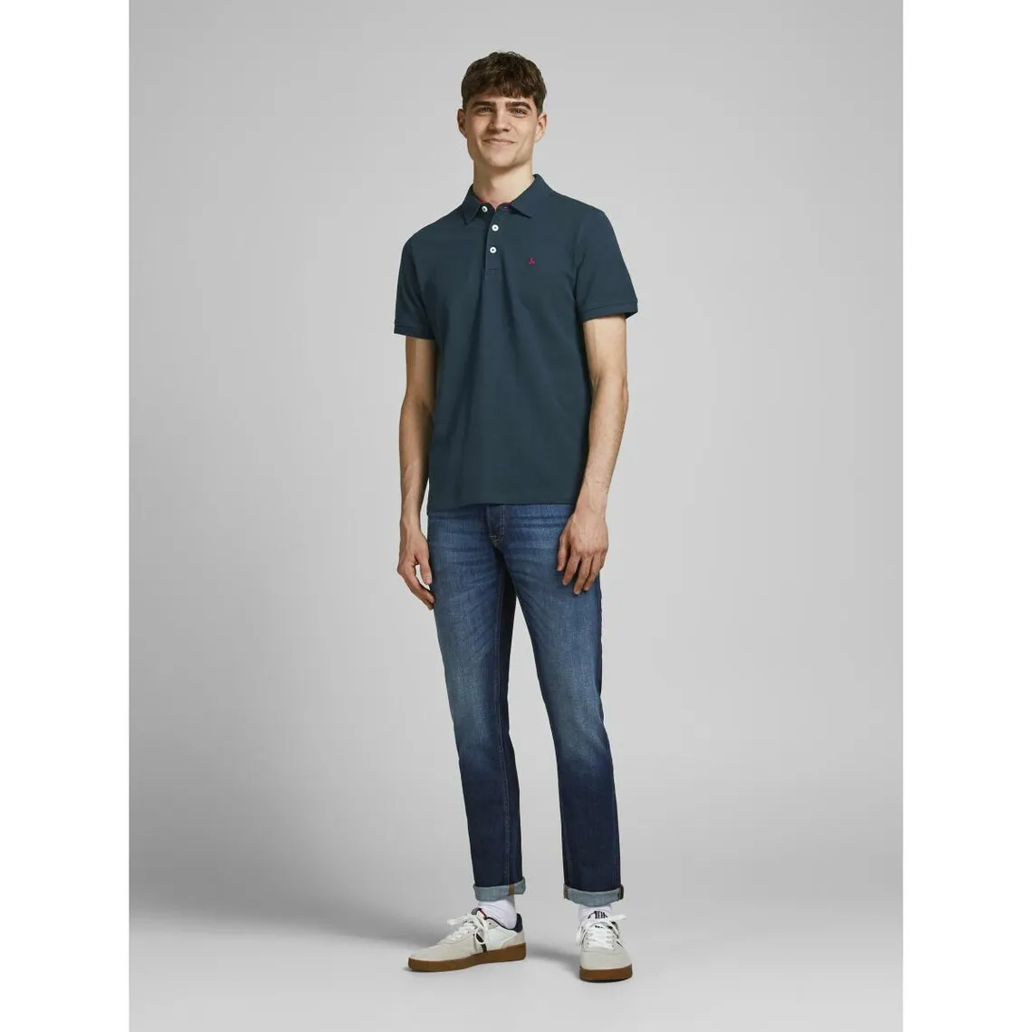 Polo Slim Fit Polo Manches courtes Bleu Marine en coton Carl Jack & Jones - Maillot de corps Homme sur MenCorner