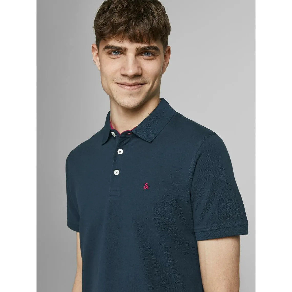 Polo Slim Fit Polo Manches courtes Bleu Marine en coton Carl Jack & Jones - Maillot de corps Homme sur MenCorner