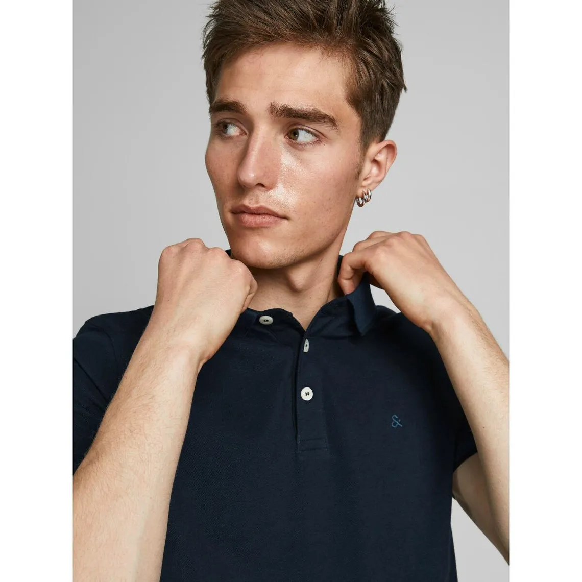 Polo Slim Fit Polo Manches courtes Bleu Marine en coton Mark Jack & Jones - Maillot de corps Homme sur MenCorner