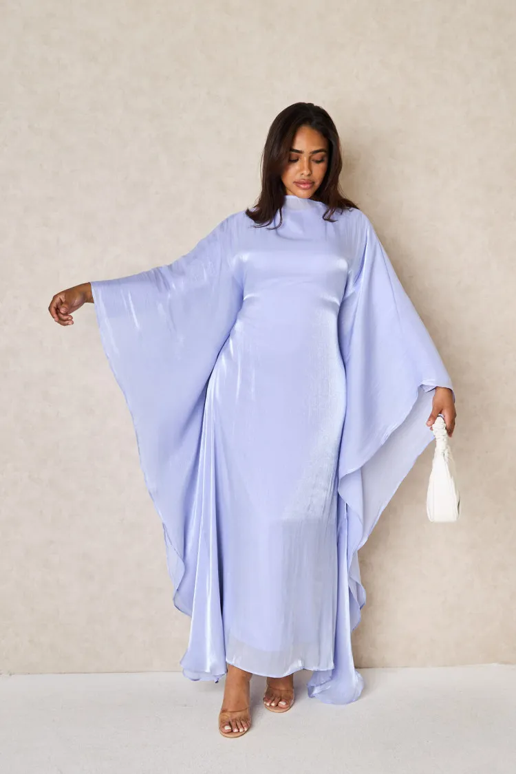 Robe 2 pièces sous-robe + voile à enfiler satiné violet