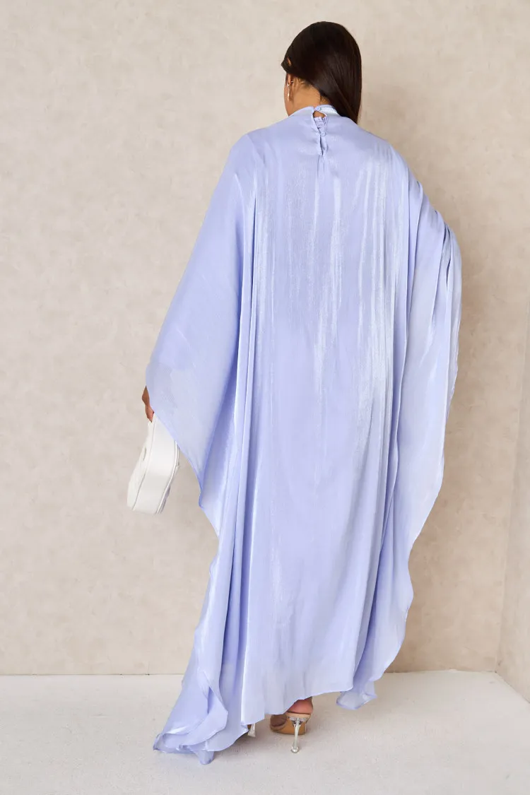 Robe 2 pièces sous-robe + voile à enfiler satiné violet