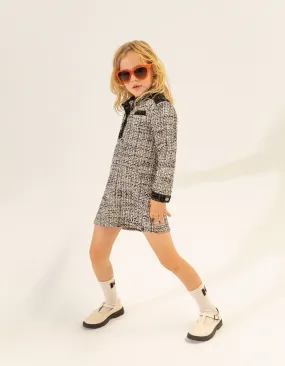 Robe chemise écrue façon tweed mini me fille