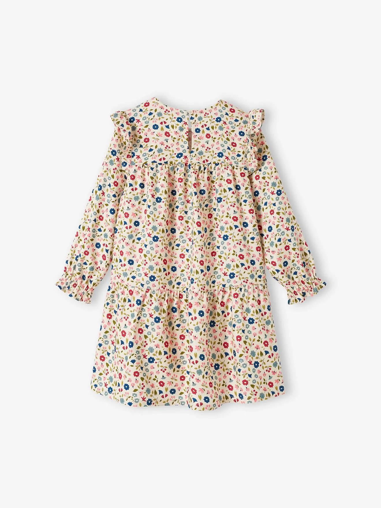 Robe imprimée fleurs manches volantées fille vieux rose - Vertbaudet