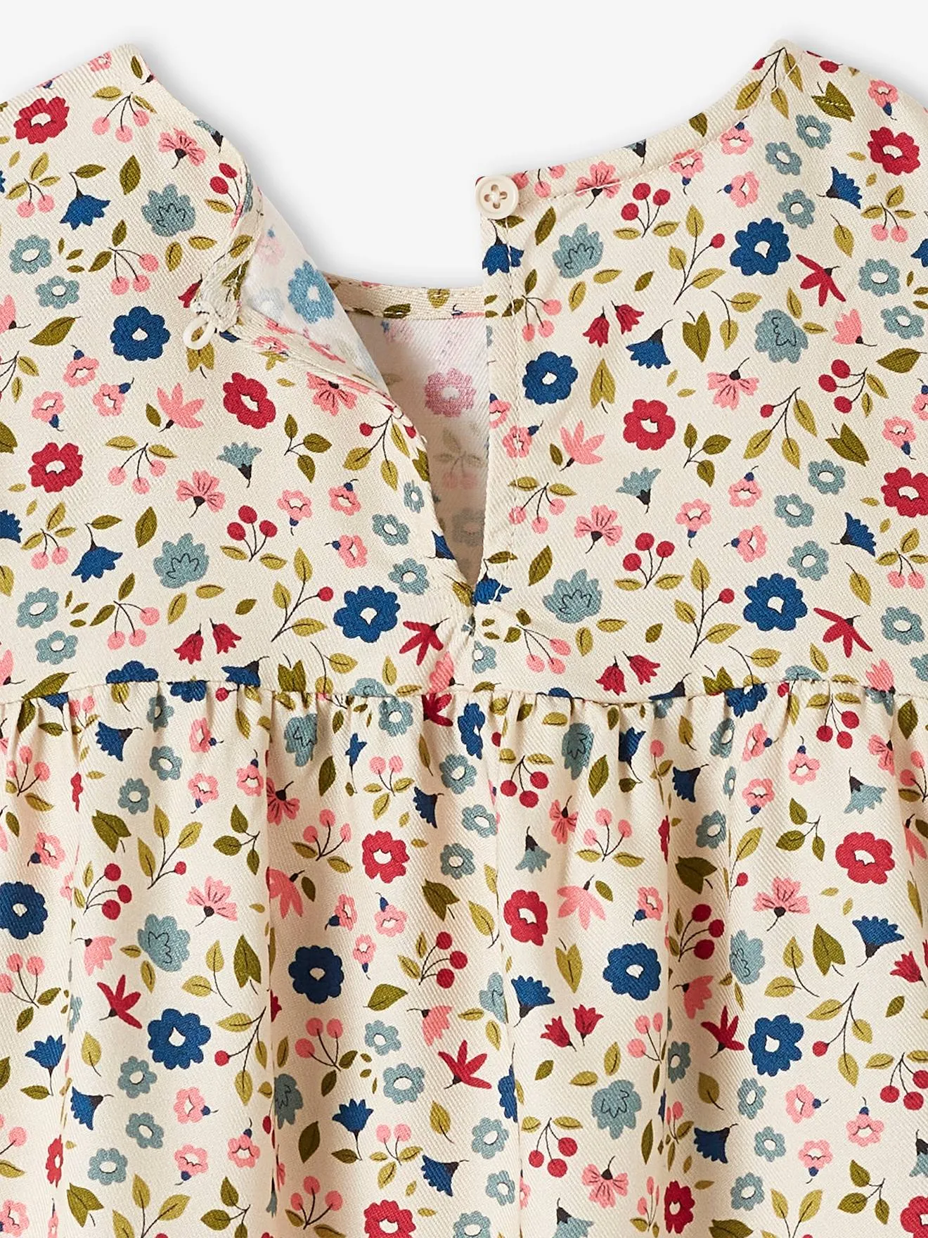 Robe imprimée fleurs manches volantées fille vieux rose - Vertbaudet