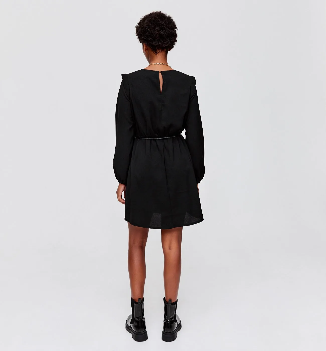 Robe unie ceinturée Femme - Noir