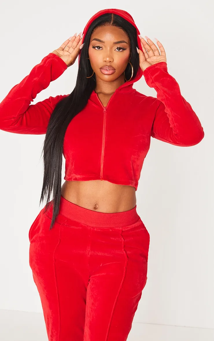 Shape Hoodie court en éponge rouge vif