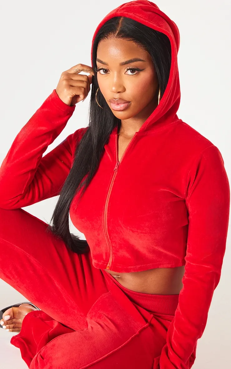 Shape Hoodie court en éponge rouge vif