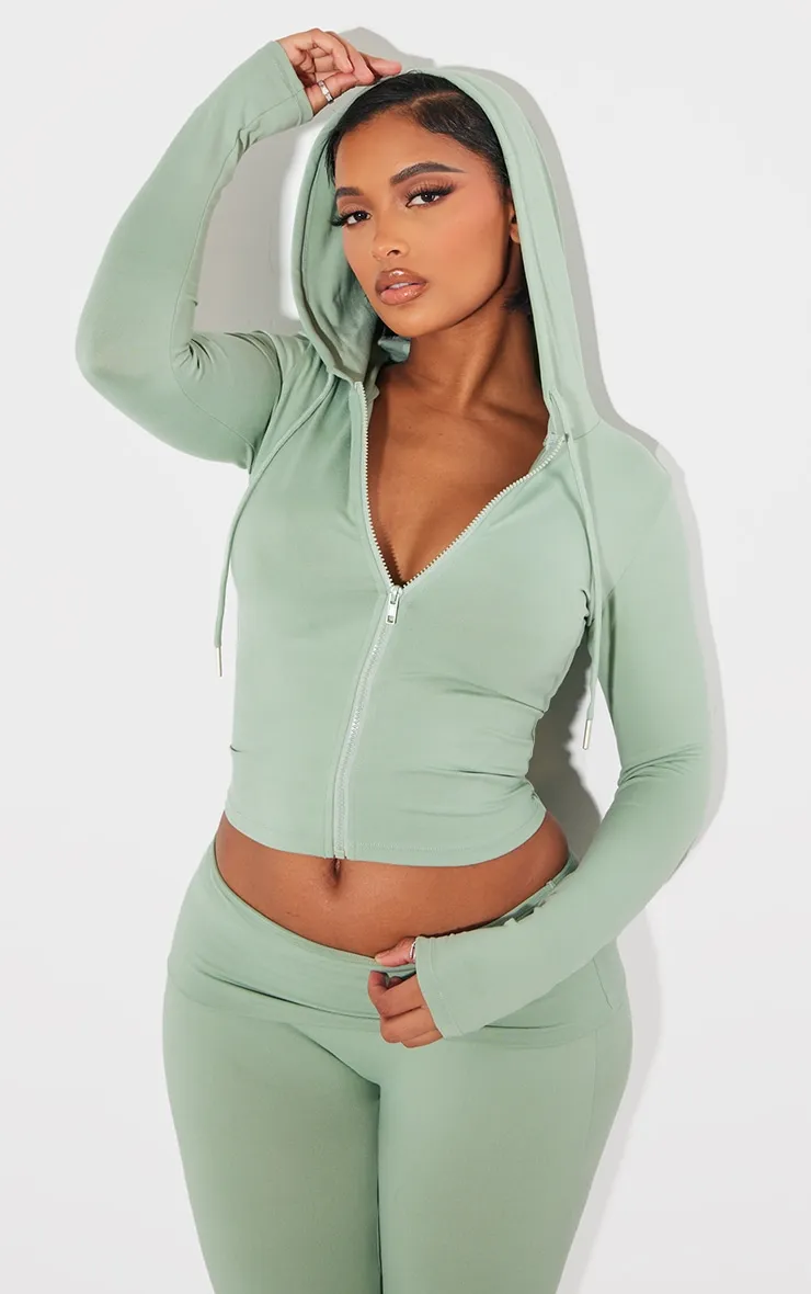 Shape Hoodie vert sauge Sculpt à zip