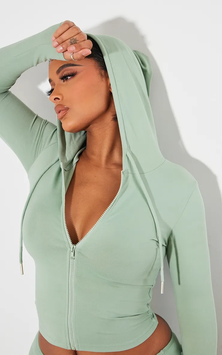 Shape Hoodie vert sauge Sculpt à zip