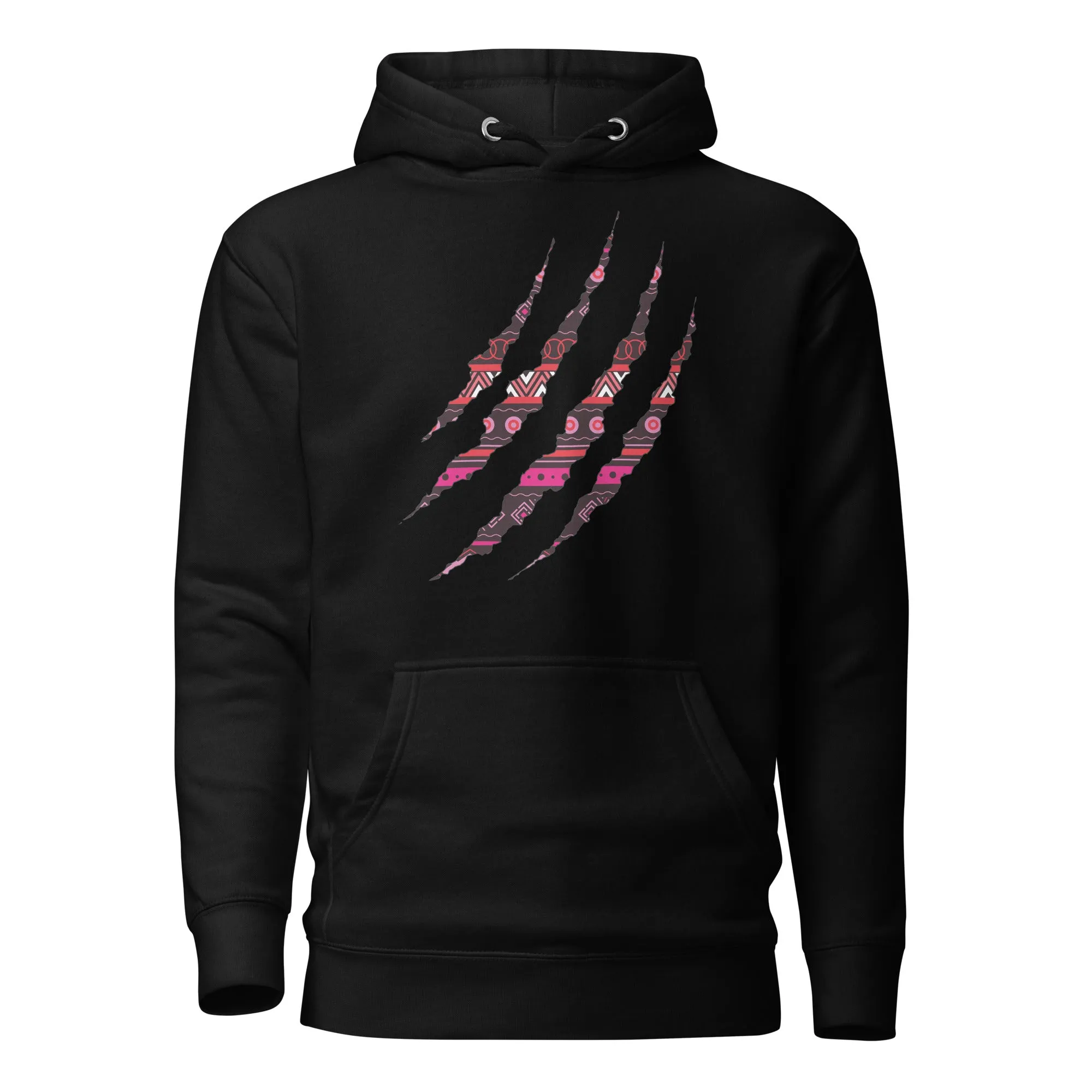 Sweat à capuche - Unisexe - Claw in Pink tribal print D019 (Hoodie en plusieurs couleurs)