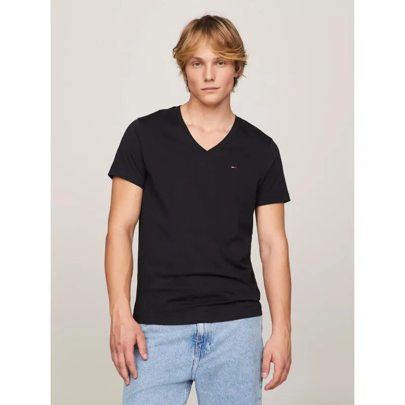 T-shirt col v original noir homme - Tommy Jeans | wimod