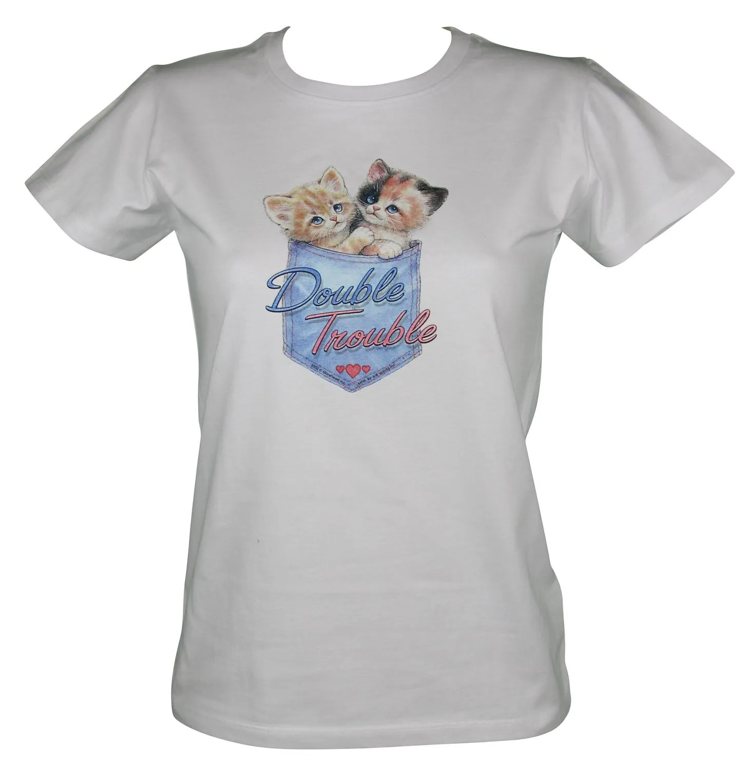 T-shirt femme manches courtes - Chat 85476 - blanc 