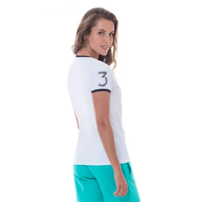 Tee-shirt col V - Blanc - US POLO FEMME